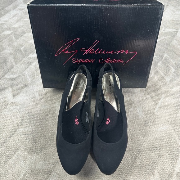 Ros Hommerson Signature Collection Black Rhinestone Slingback Heels 7.5W - Picture 1 of 13